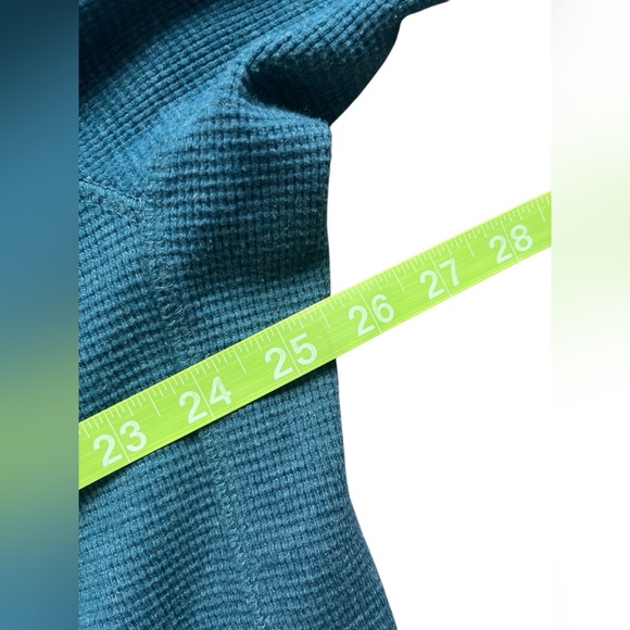 Duluth Trading Men Blue Grn Burly Button Mock Neck Thermal Waffle Knit Shirt XL - Picture 5 of 5